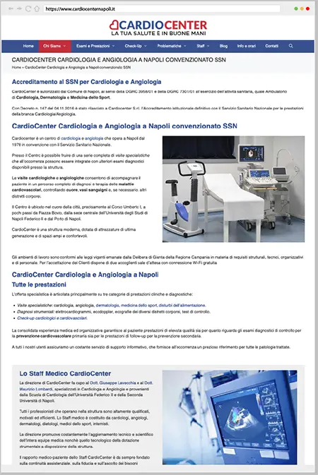 sviluppo del sito web cardiocenter